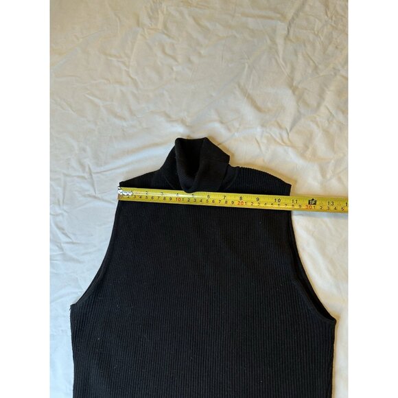 Jones New York Sutton Mock Neck Tank Top Ribbed Black Viscose Small - Picture 7 of 8